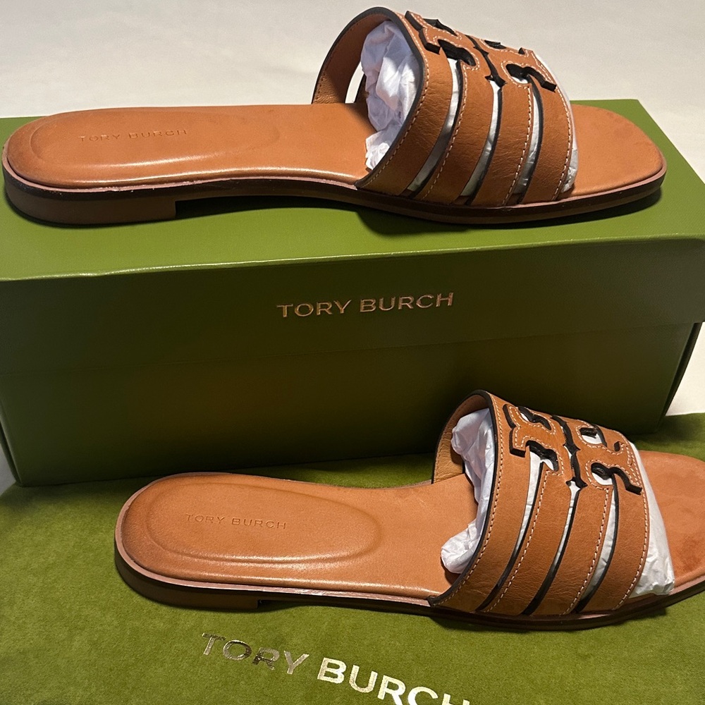 Tory Burch Tan Ines Cage Slide